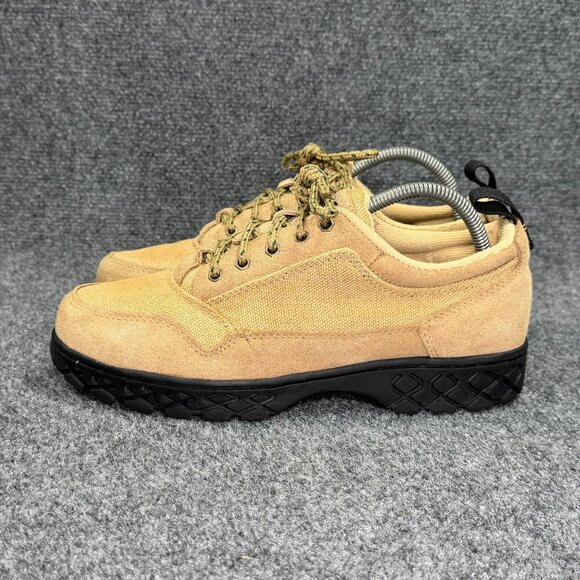 Bike Vintage Hiking Shoe Womens Size 8 Tan Canvas Burlap Suede Low Lace Athletic - Picture 5 of 12